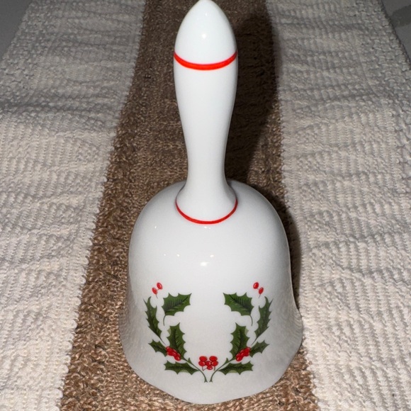 Other - Fine Porcelain Christmas Festive White Dinner Bell With Holly Design Made Japan